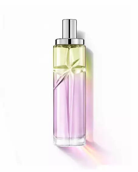 Gourmet Berry: hoge flacon met lichtgroen en roze kleurverloop tegen een witte achtergrond.