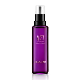 Alien Hypersense-parfumnavulflacon met zwart pompje tegen een witte achtergrond.
