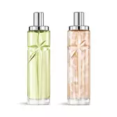 Starlicious the creamy delight-laagjesbundel-packshot met Pineapple Musk en Pistachio Praline, glazen flacons met een kunstig gevormde vallende ster, waarvan de facetten helder stralen onder een strakke zilveren dop.